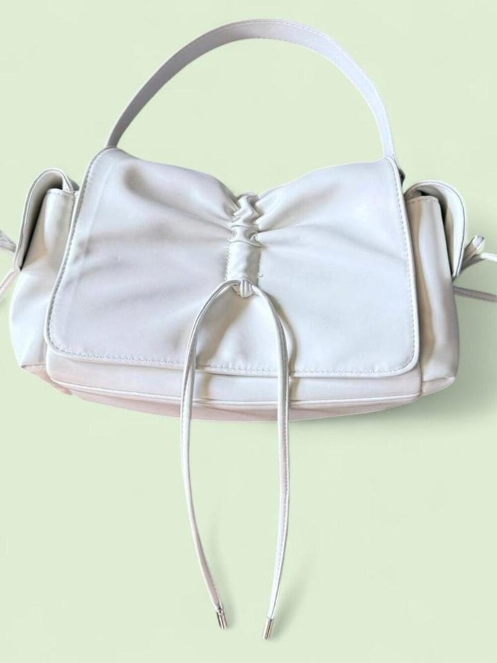 Ruched Bow Shoulder Bag faux leather